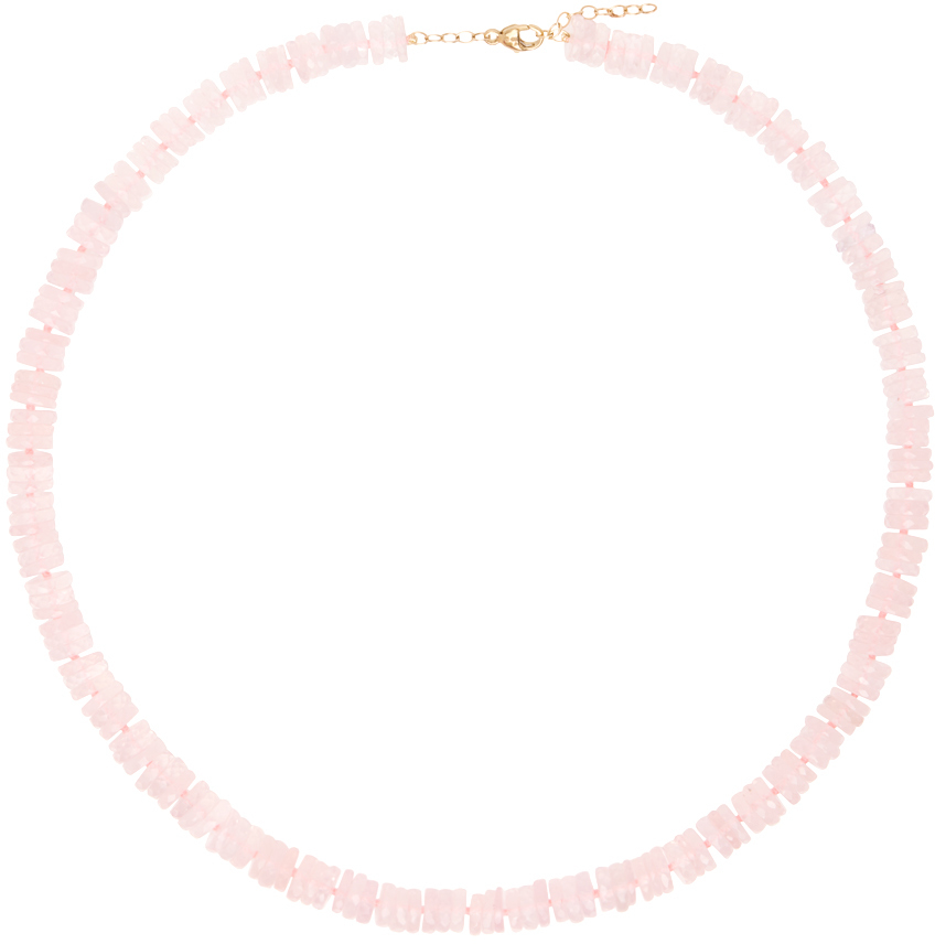 Pink Aurora Rose Quartz Fancy Cut Necklace