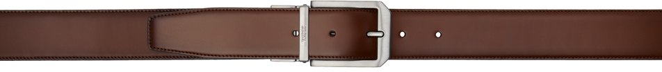 Shop Zegna Brown & Black Leather Reversible Belt In Buo Brown