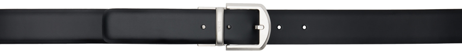 Shop Zegna Black Leather Reversible Belt In Ner Black