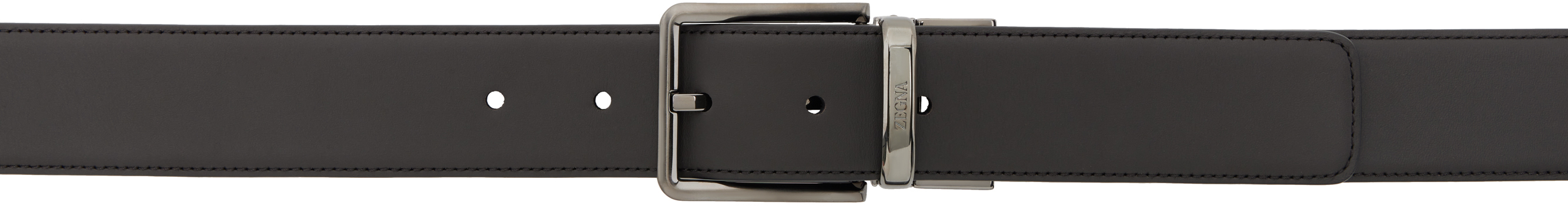 Shop Zegna Brown & Black Leather Reversible Belt In Tmn