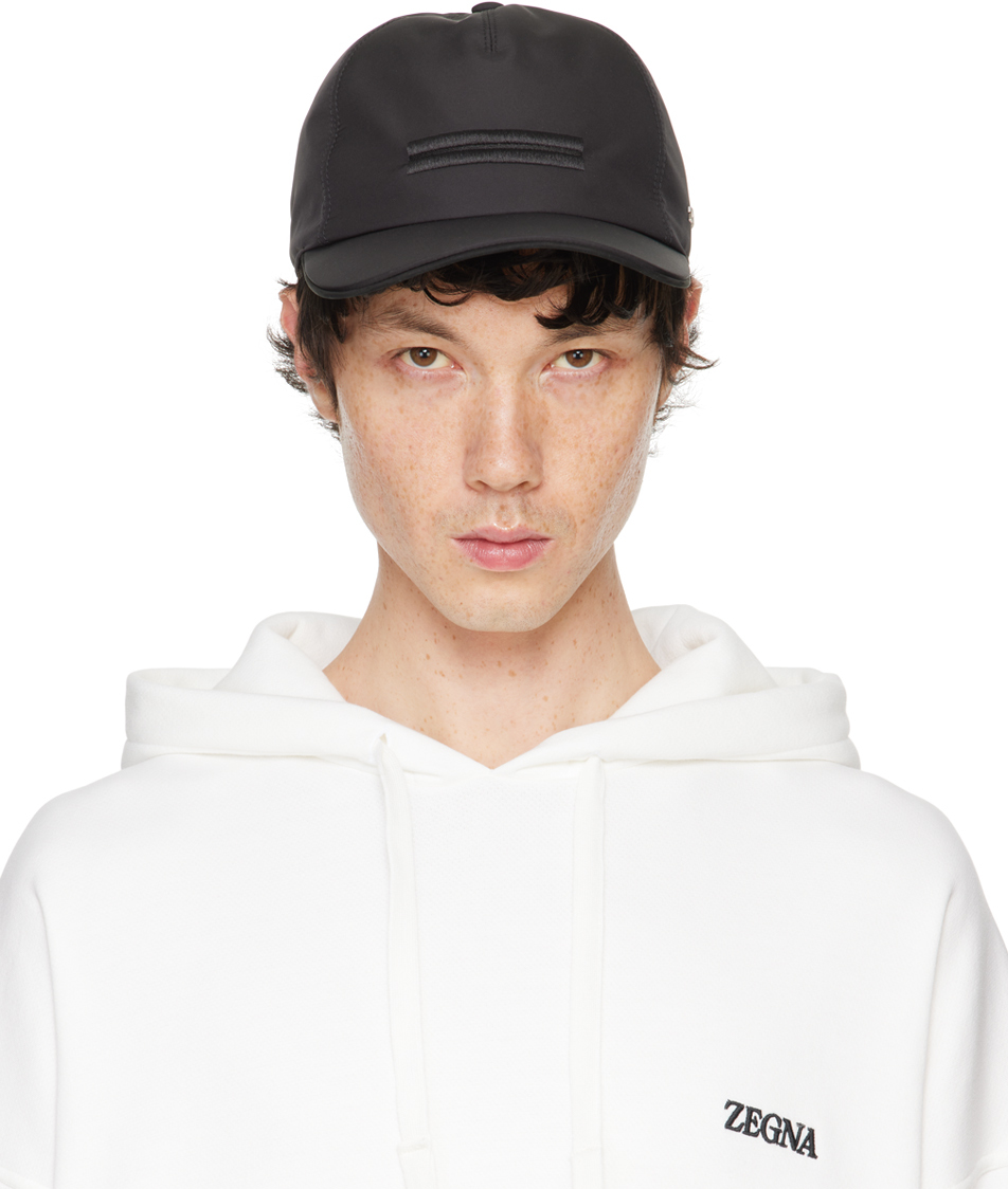 Shop Zegna Black Technical Baseball Cap In Bk1 Black