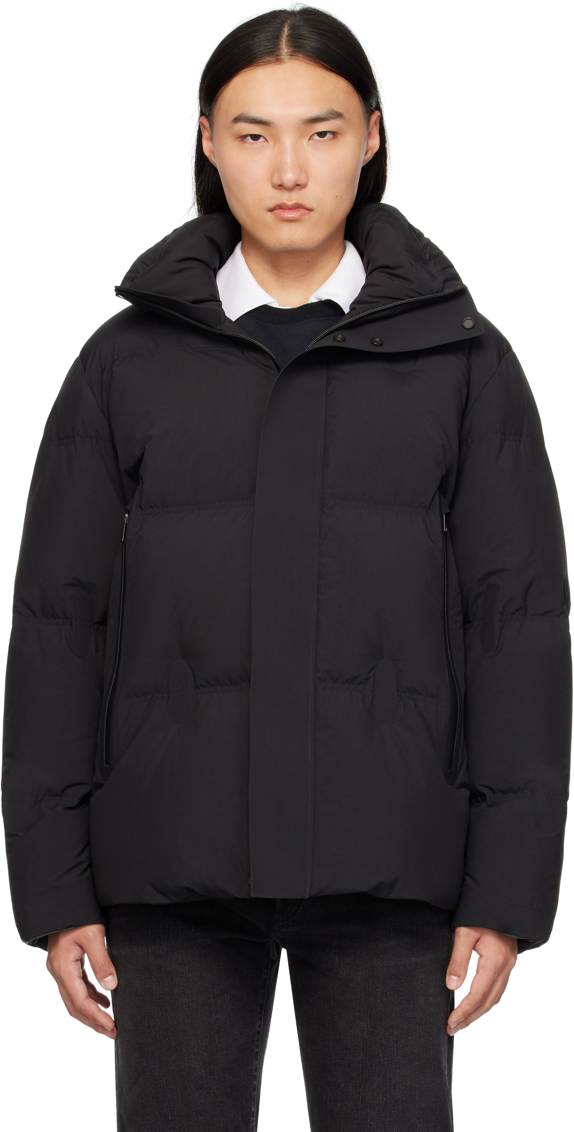 Shop Zegna Black Hooded Down Jacket In K09