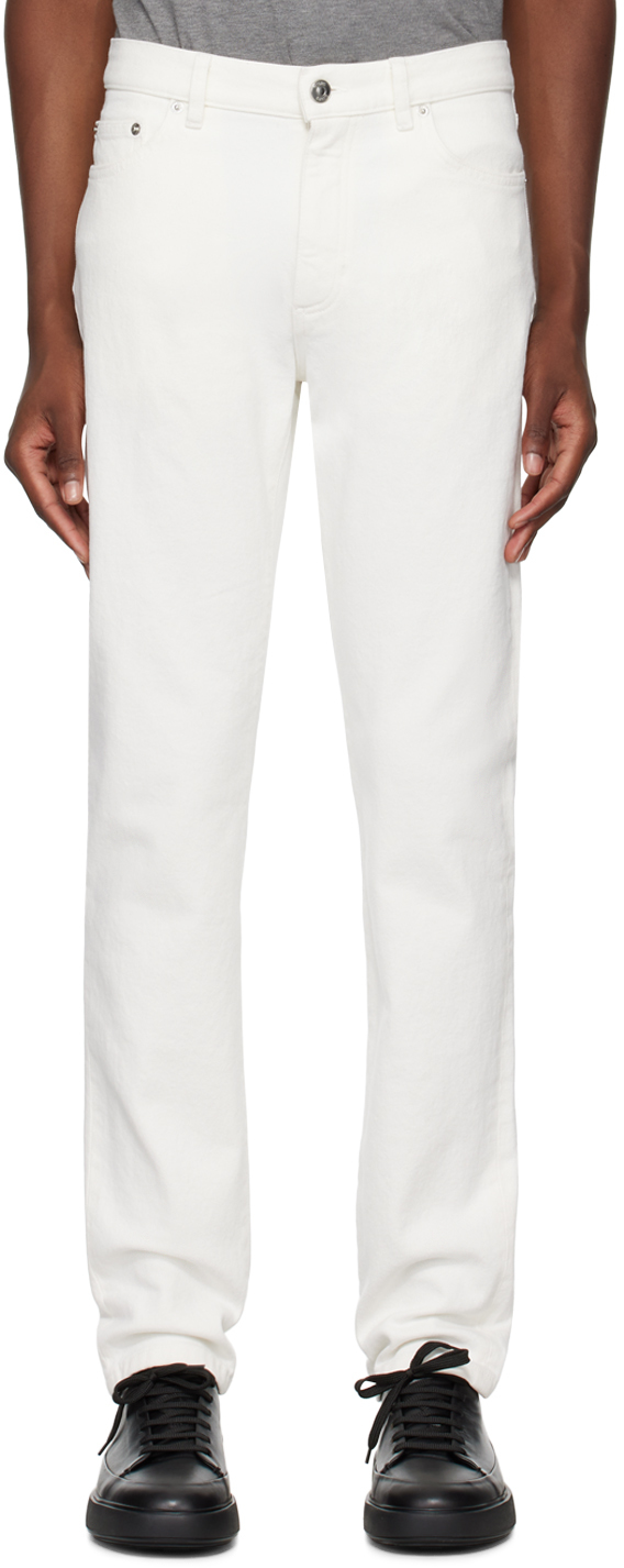 White Rinse-Washed Stretch Cotton Roccia Jeans