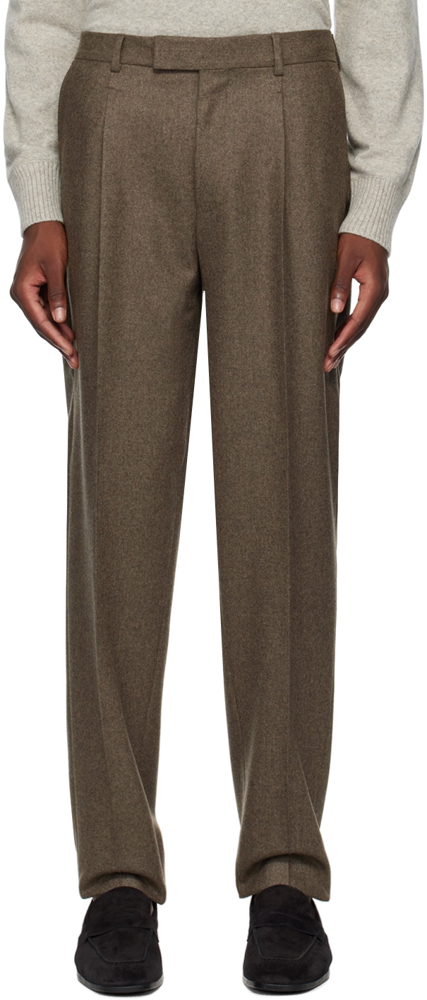 Brown Pleats Trousers