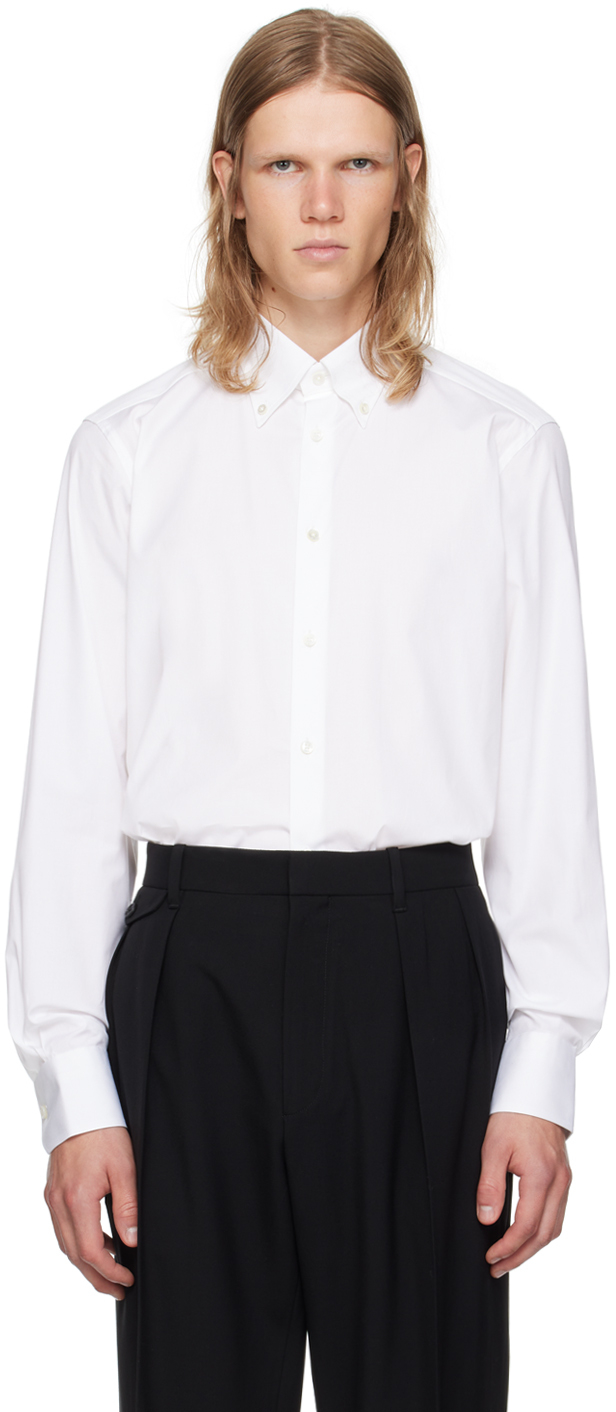 Shop Zegna White Button-down Shirt In 804100a8 White Soli