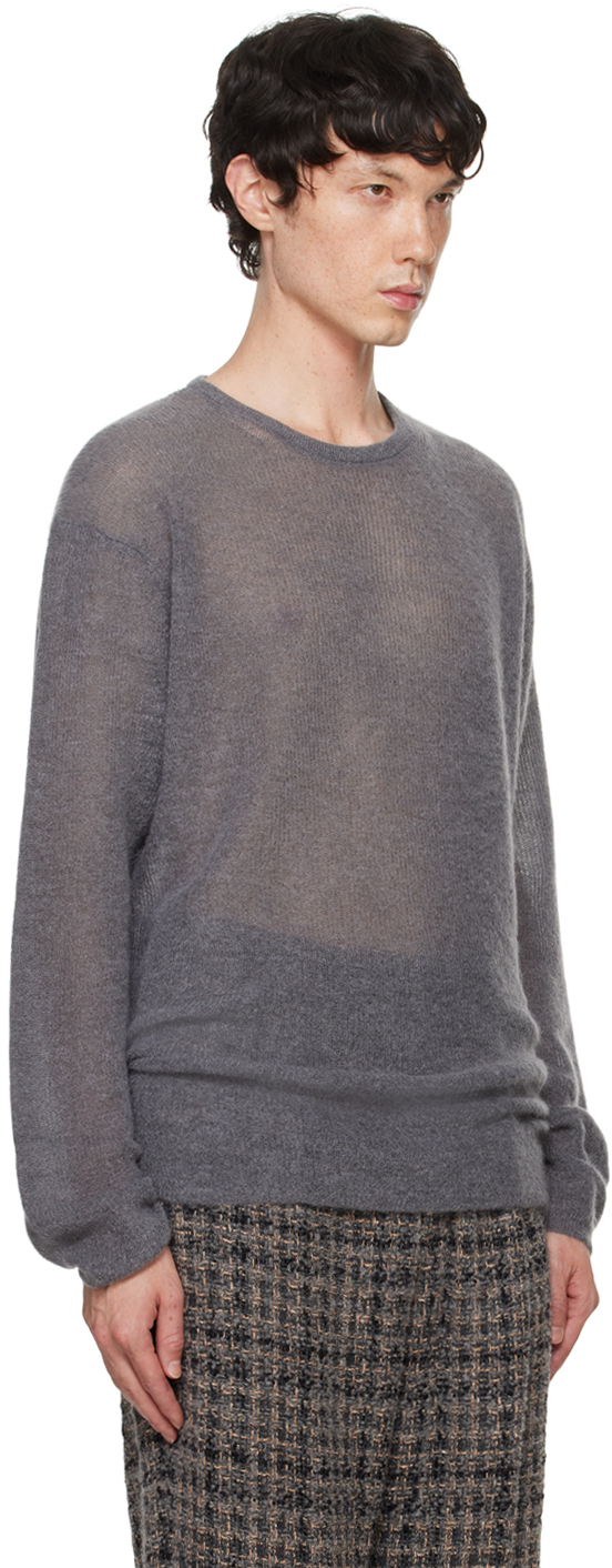 ATON GRAY SUPER KID MOHAIR SWEATER