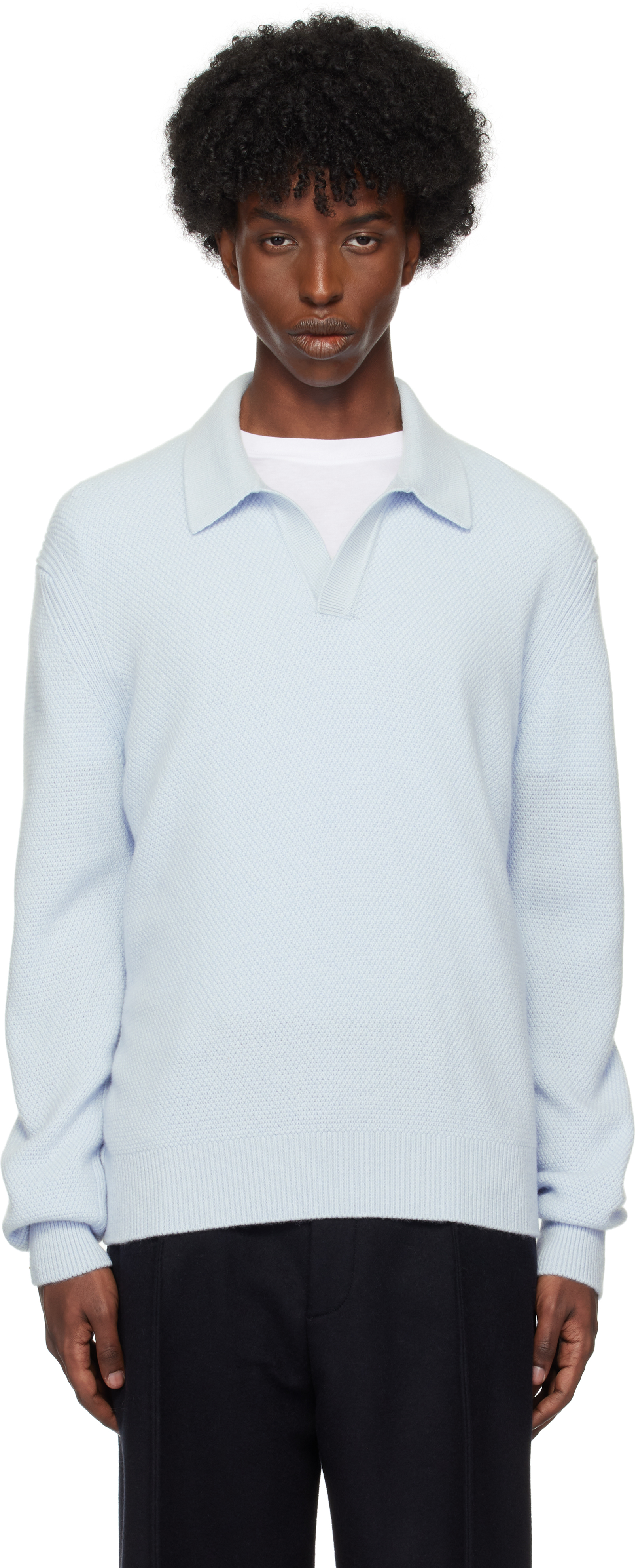Shop Zegna Blue Oasi Cashmere Polo In A92 Light Blue