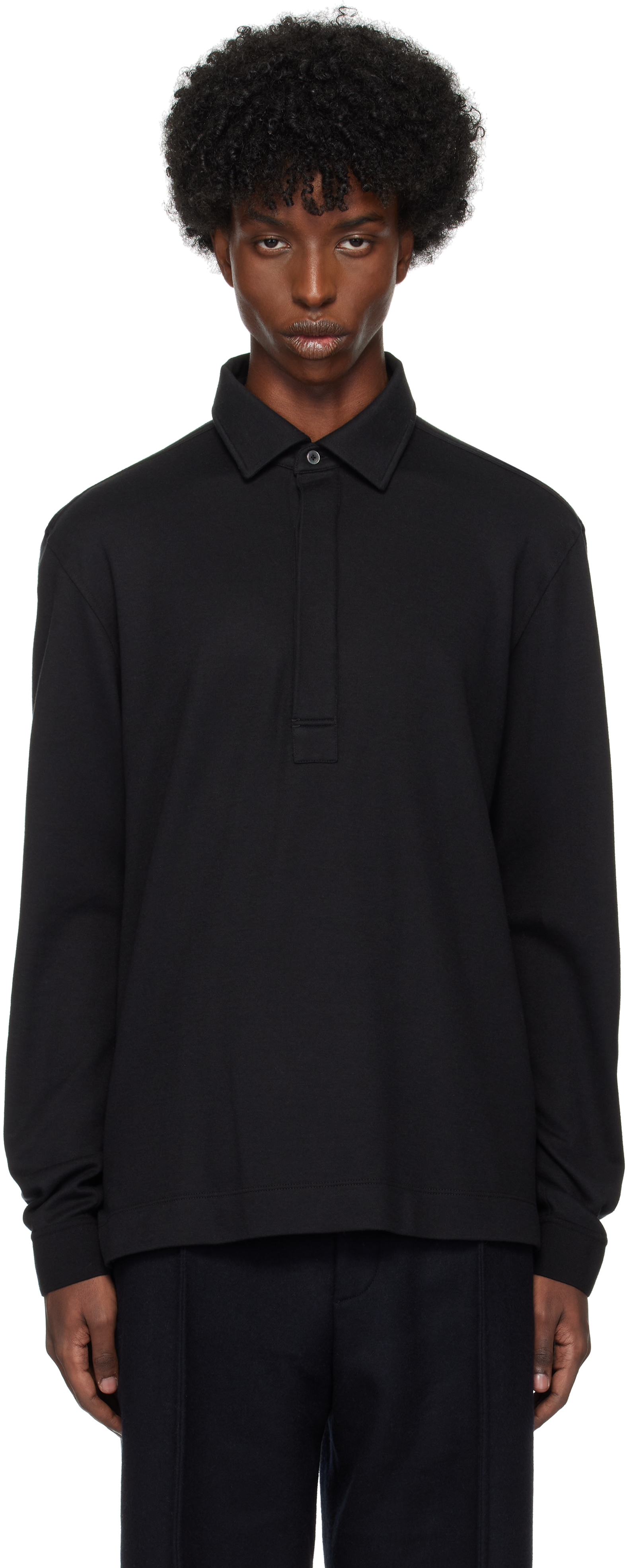 Black Long-Sleeve Polo