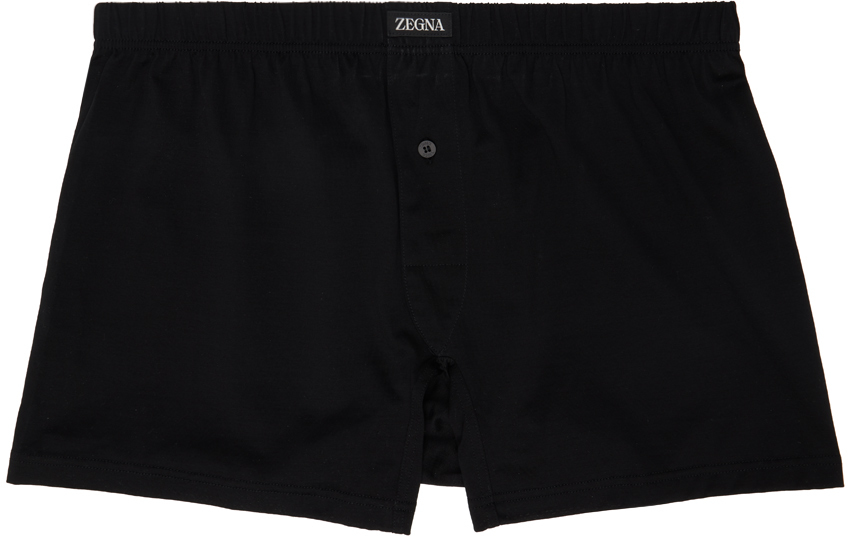 Shop Zegna Black Patch Boxers In 001 - Black