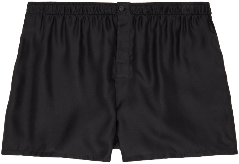 Shop Zegna Black Silk Boxers In 001 - Nero