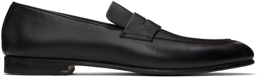 Shop Zegna Black 'l'asola' Loafers In Ner Black