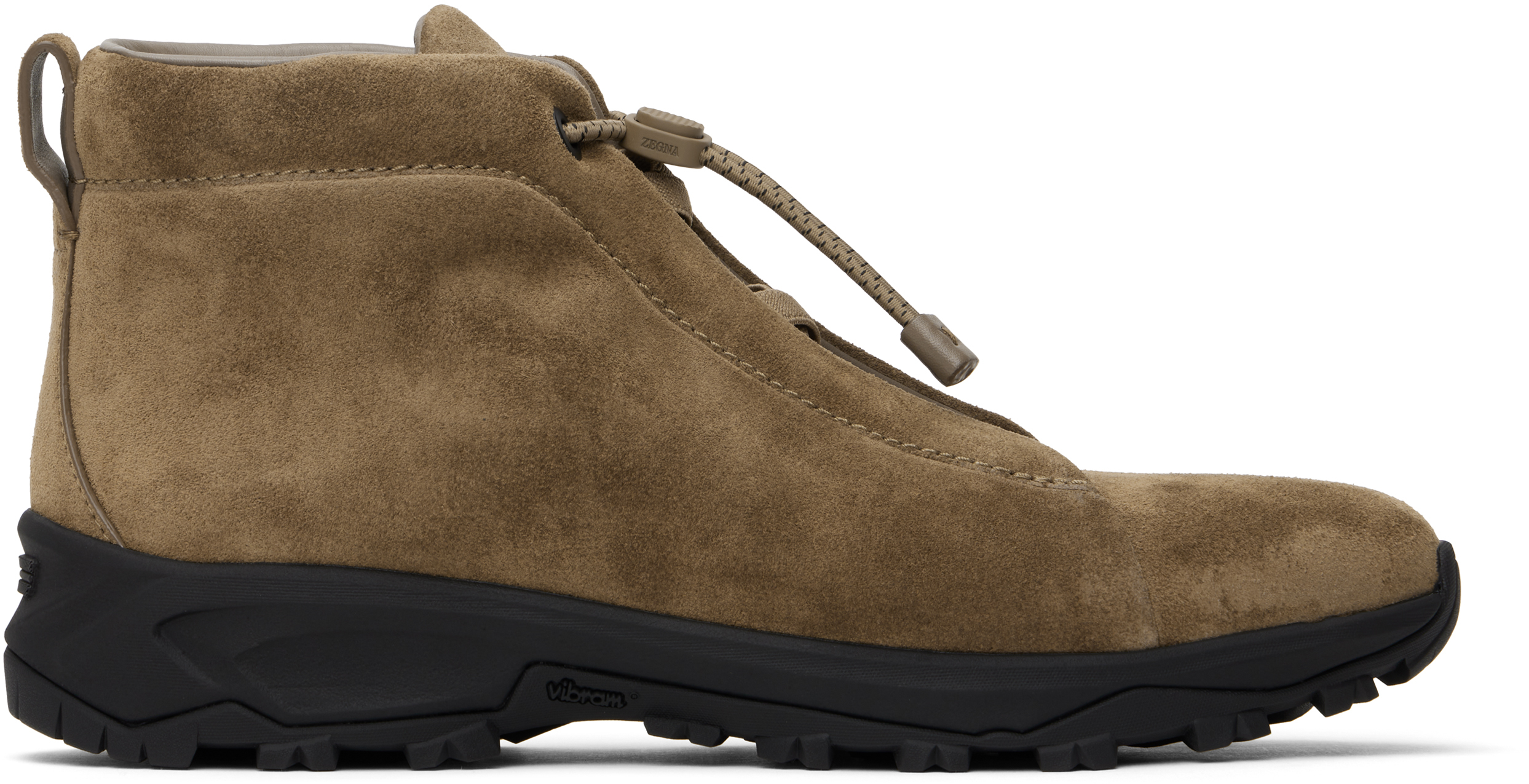 ZEGNA: ベージュ Triple Stitch Vetta ハイカットスニーカー | SSENSE 日本