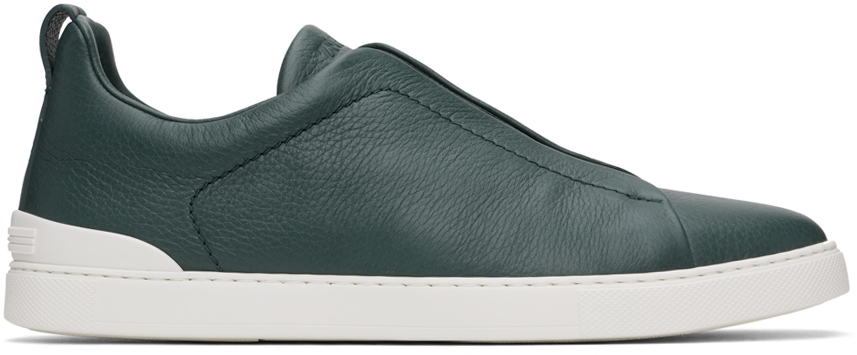 Shop Zegna Green Triple Stitch Sneakers In Cfa Light Army