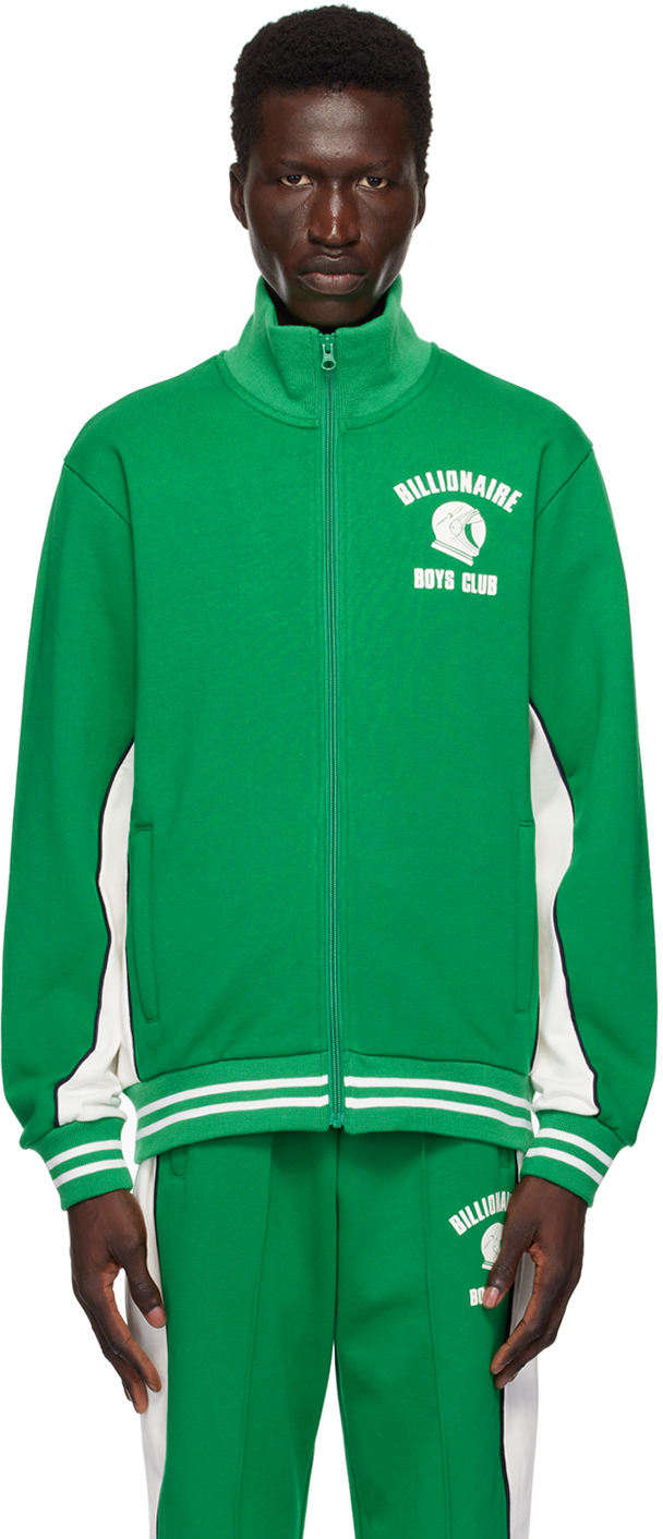 Green Paneled Track Jacket by Billionaire Boys Club on Sale