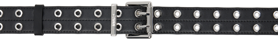 Shop Ganni Black Eyelet Belt In 099 Black