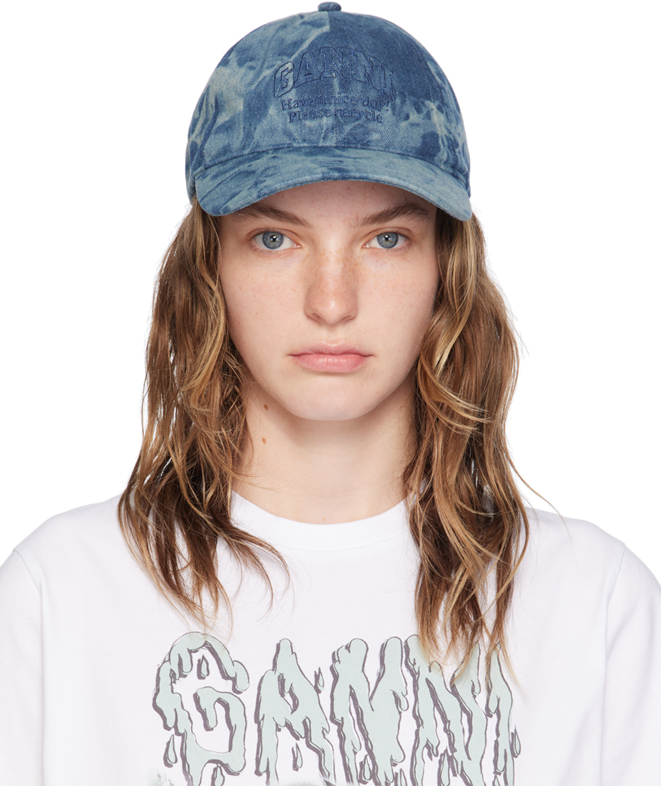 Blue Embroidered Logo Denim Cap