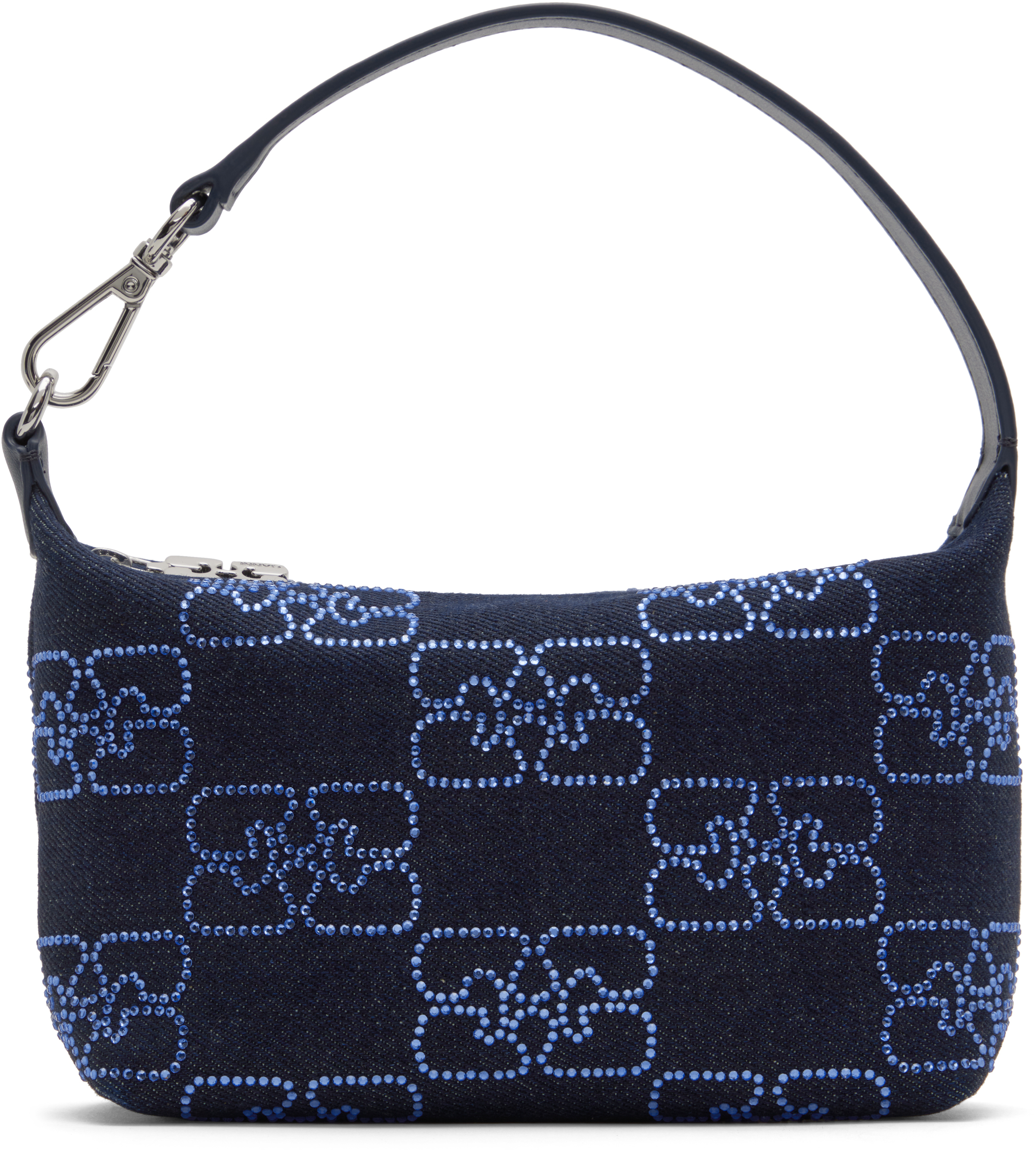 GANNI NAVY SMALL BUTTERFLY DENIM SPARKLE BAG 