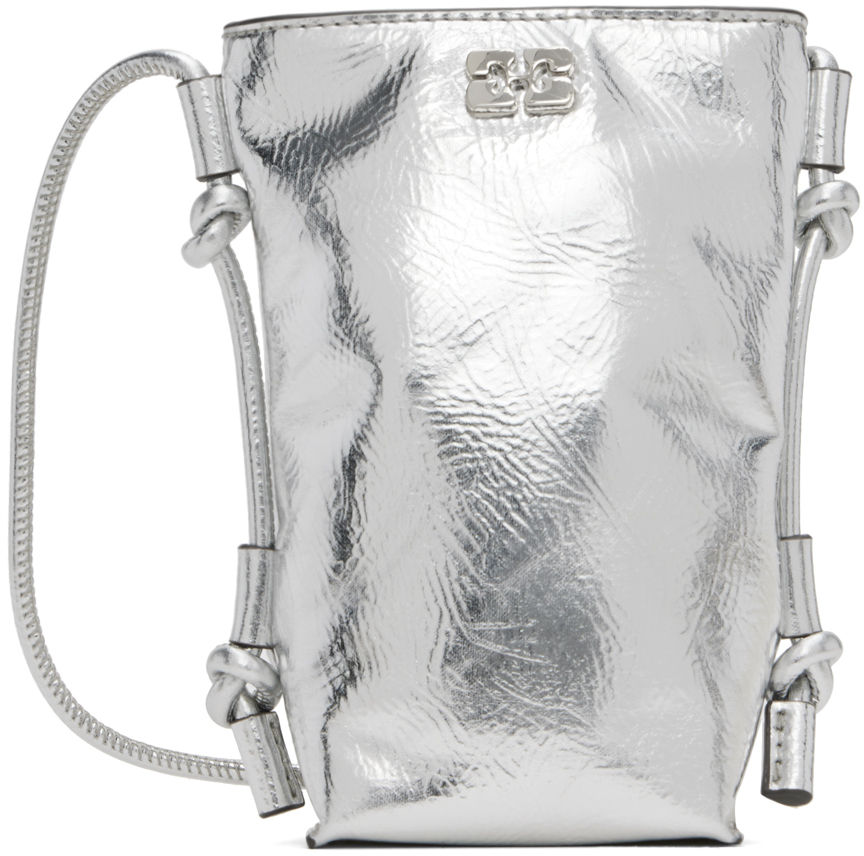 Silver Metallic Bou Crossbody Bag