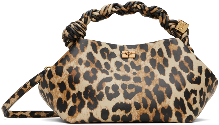 Shop Ganni Brown & Black Small Bou Bag In 943 Leopard