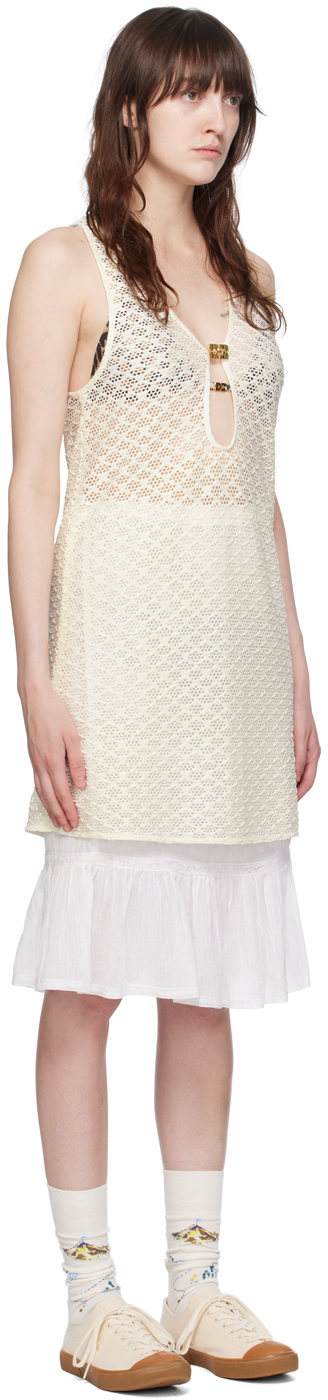 Ganni Off-white Hardware Minidress In 135 Egret