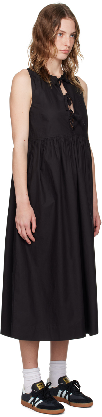 Shop Ganni Black A-line Midi Dress In 099 Black