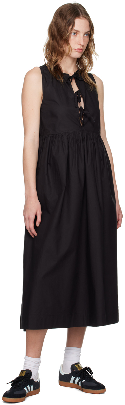 Shop Ganni Black A-line Midi Dress In 099 Black