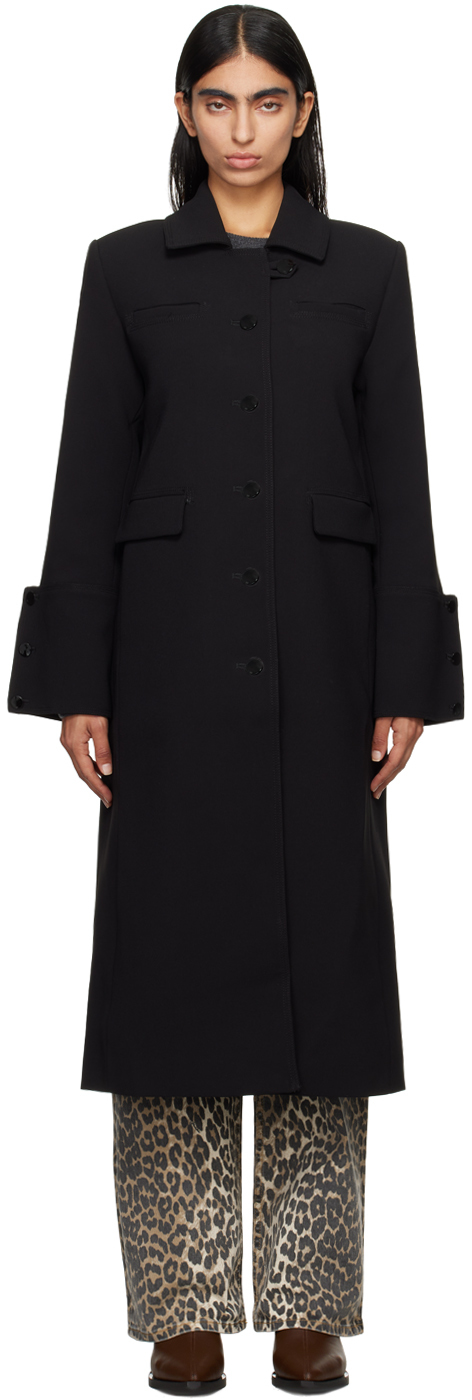 Black Bonded Crepe Coat