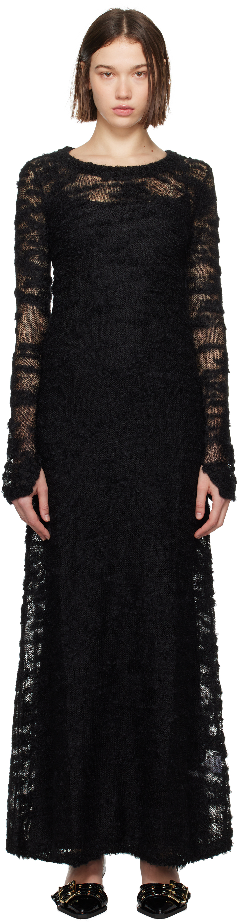 Black Bouclé Maxi Dress