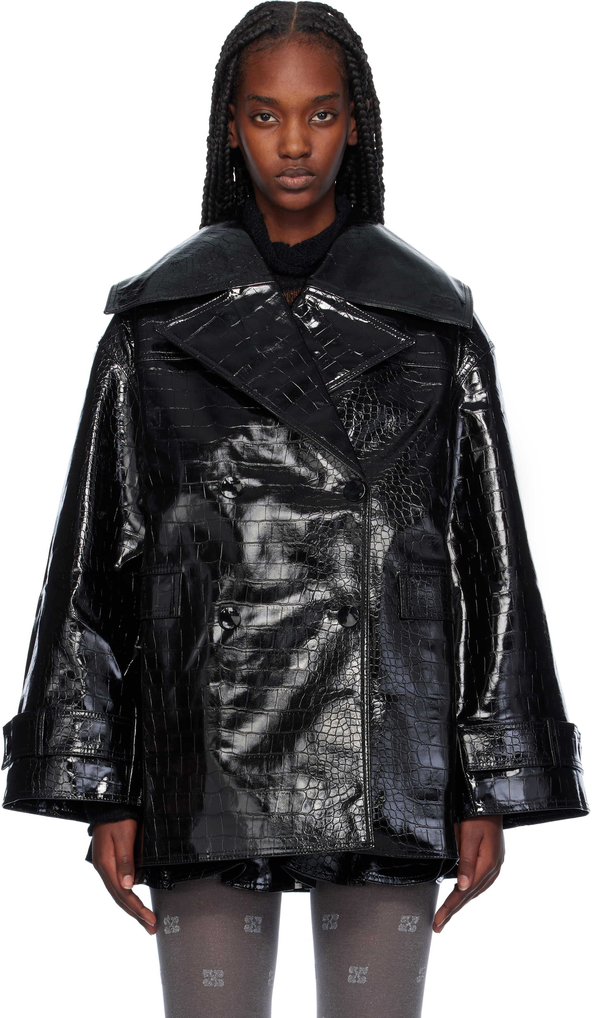 Black Future Coated Faux-Leather Blazer