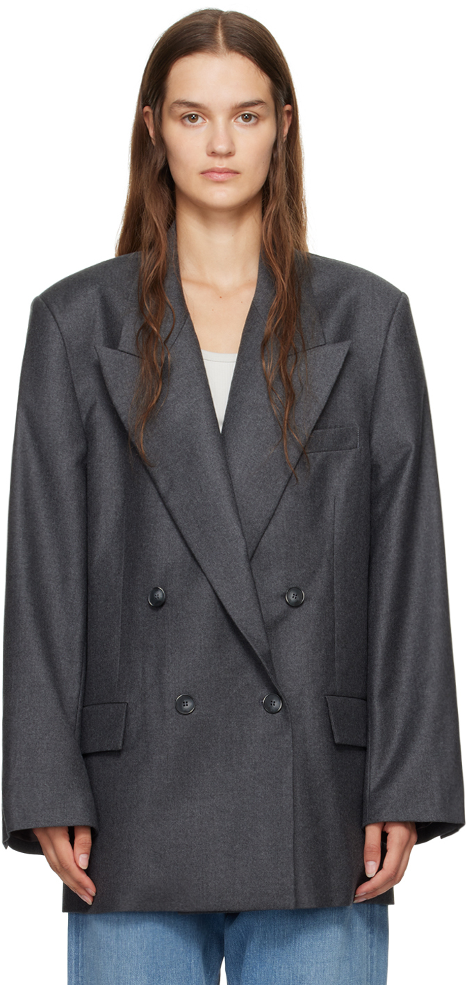 Shop Rohe Gray Double Breasted Blazer In 021 Dark Grey Melang