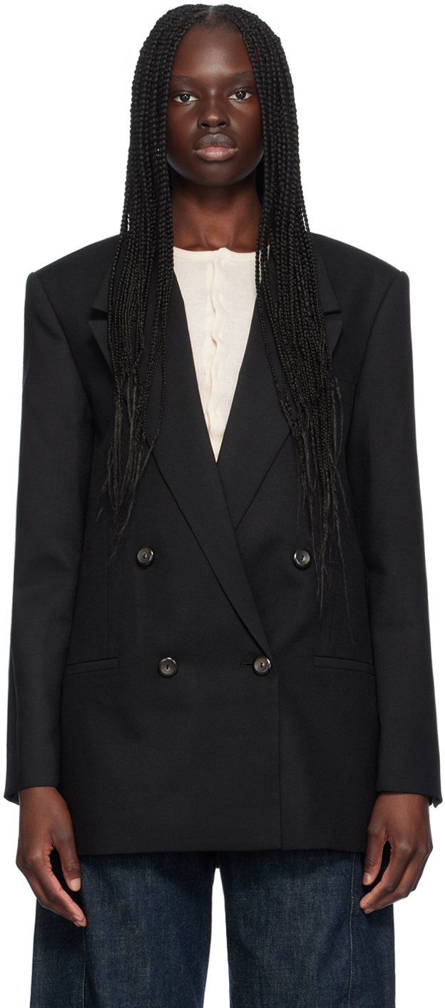 Róhe Black Double-Breasted Blazer