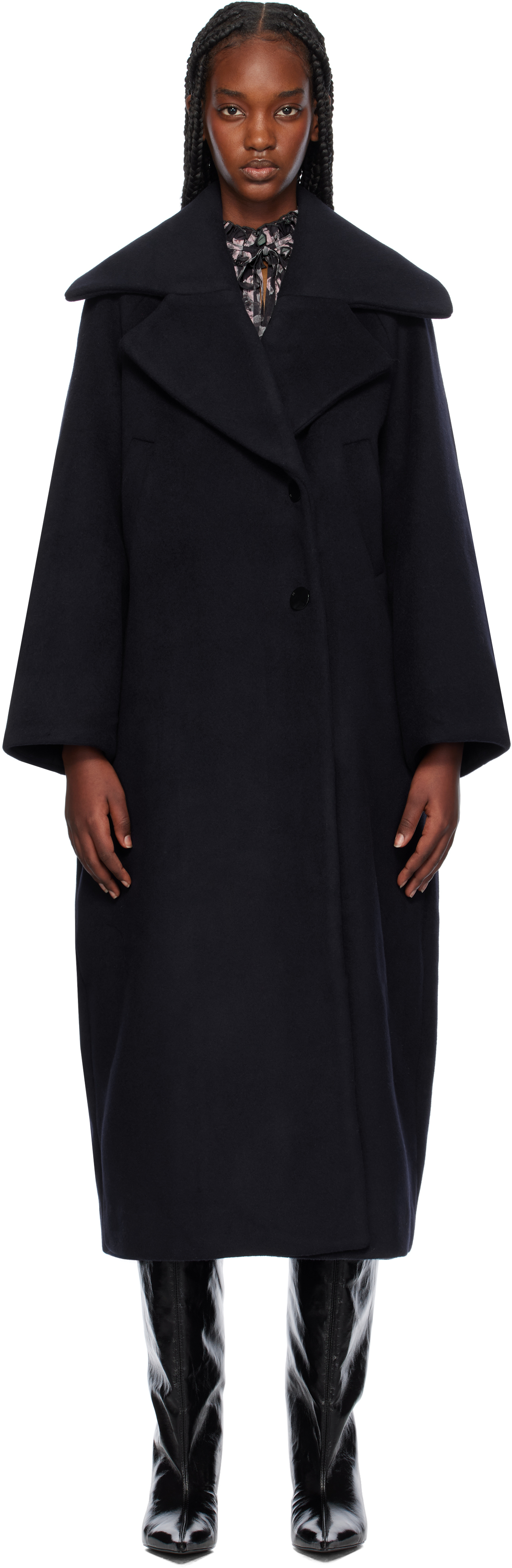 Navy Recycled Wool Coat