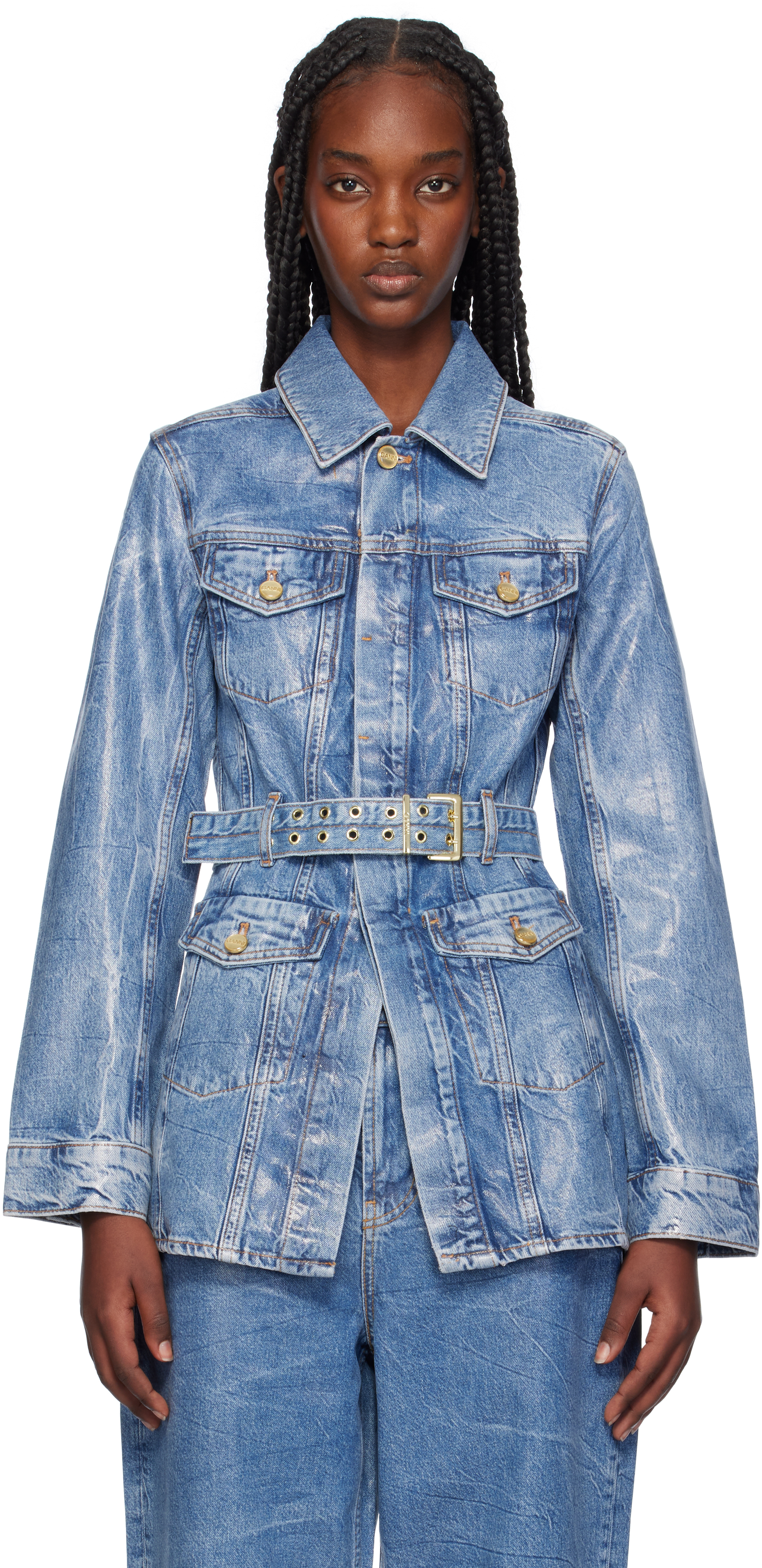 Blue Foil Denim Jacket