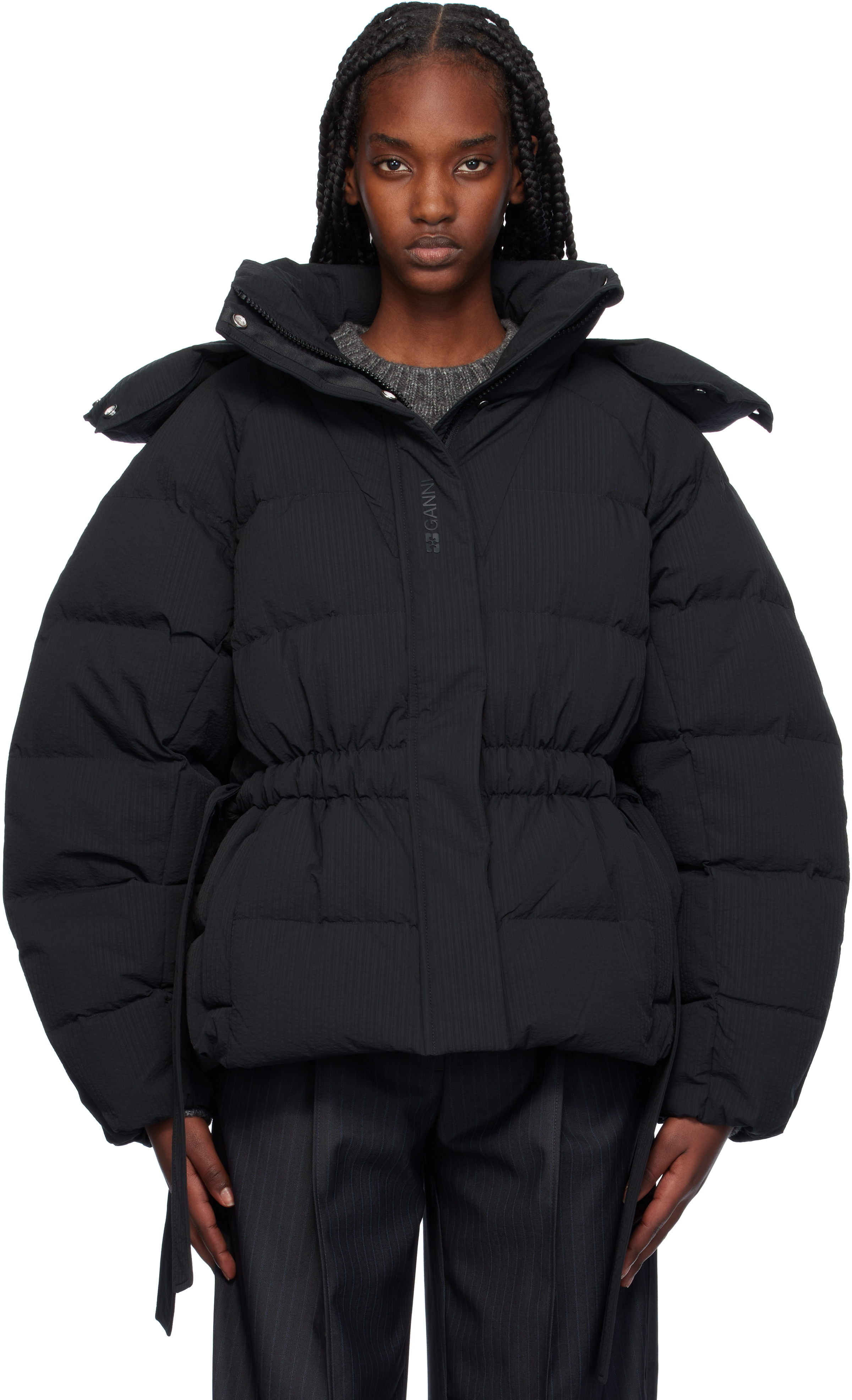 Black Tech Oversized Down Puffer Jacket