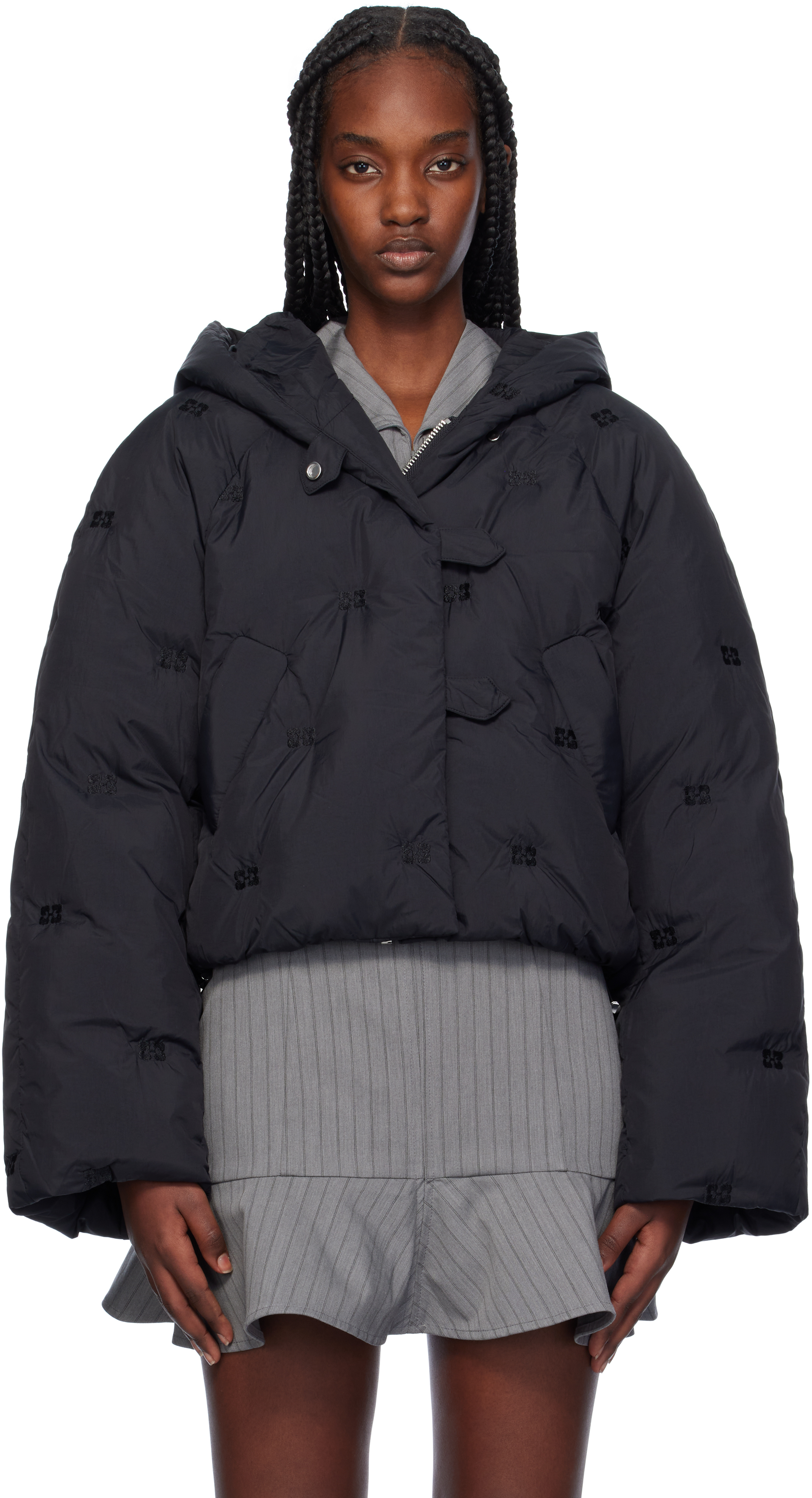 Black Short Tech Down Puffer Jacket