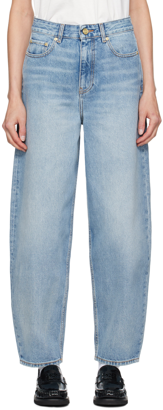 Shop Ganni Blue Stary Jeans In 565 Light Blue Vinta