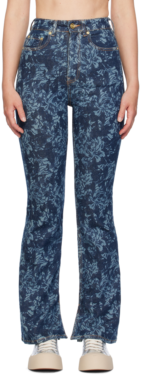 【関税込み】GANNI ネイビー Goddi スネークプリント ジーンズ Sale | Sweats, Trousers & Jeans | GANNI US