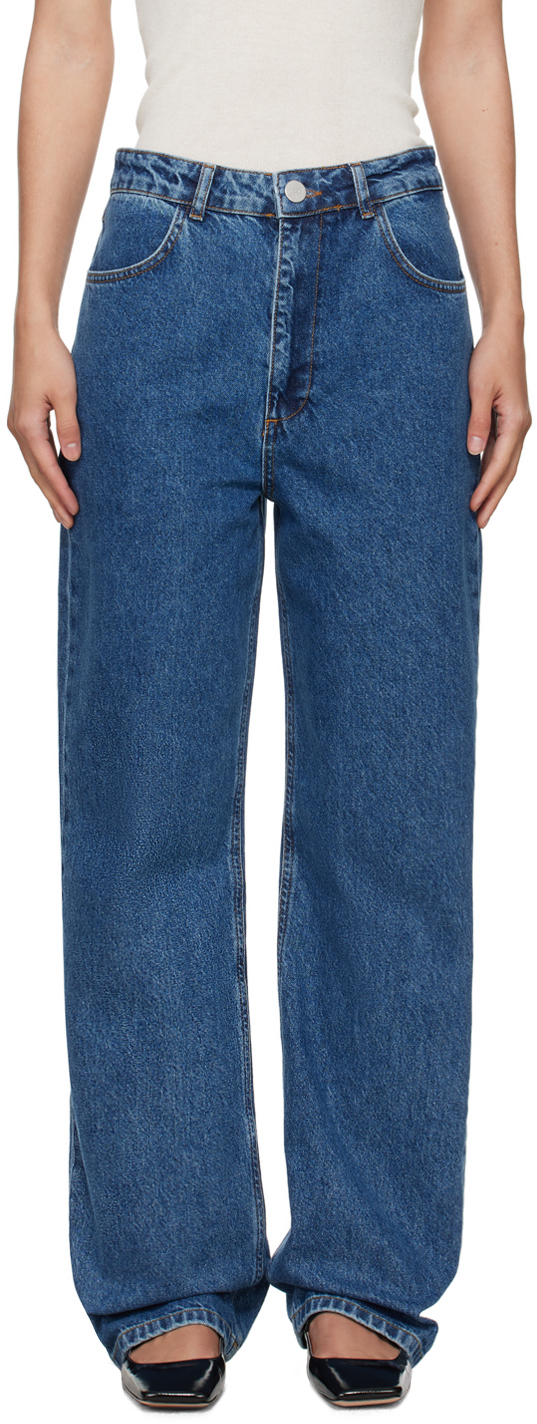 Róhe Blue High-Waisted Straight Leg Jeans