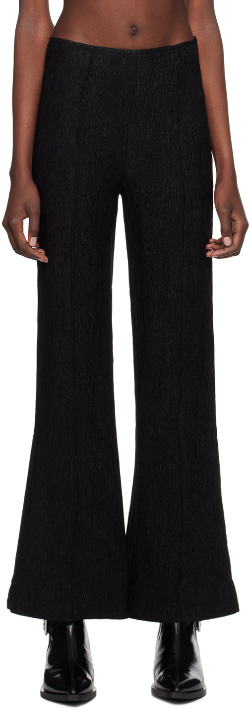 Black Stretch Flared Trousers