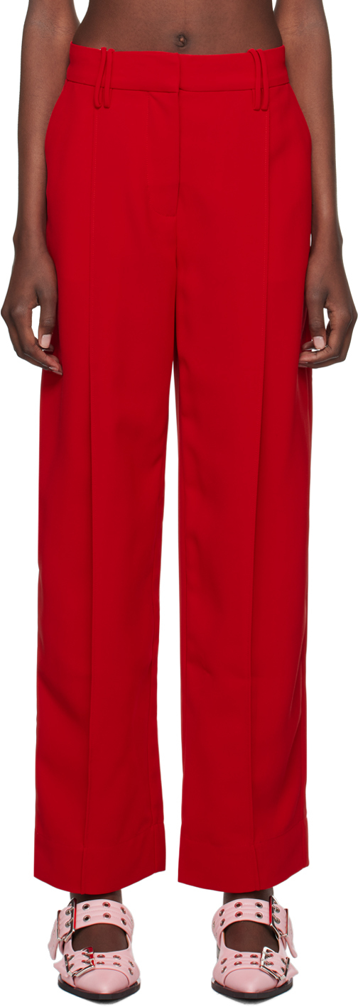 Red Twill Suiting Trousers