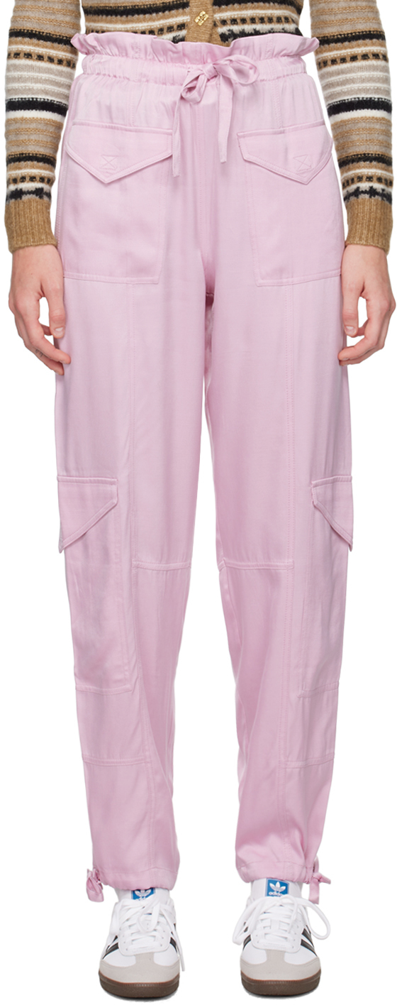 Shop Ganni Pink Washed Trousers In 038 Bleached Mauve