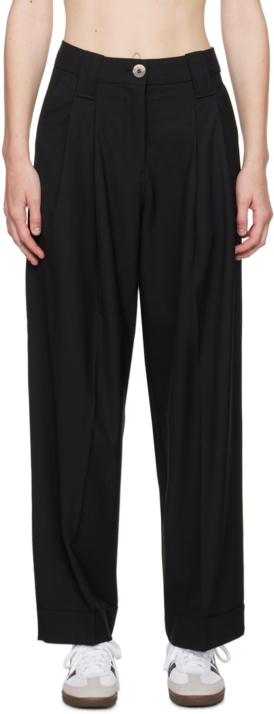 Shop Ganni Black Drapey Trousers In 099 Black