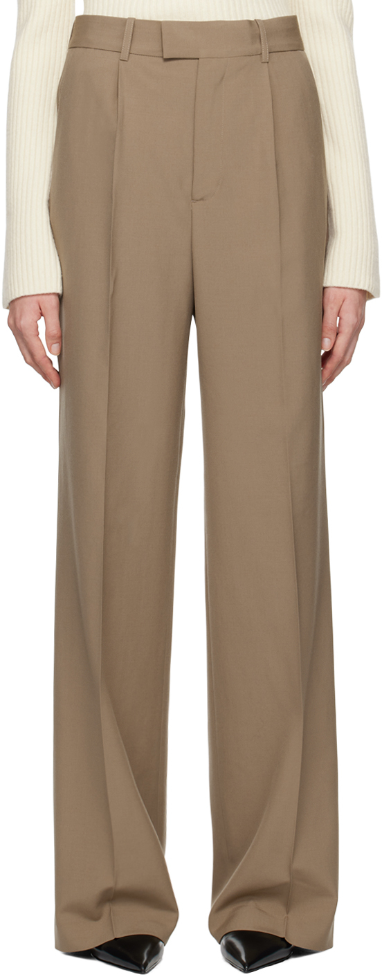 Róhe Khaki Relaxed Single Pleated Trousers