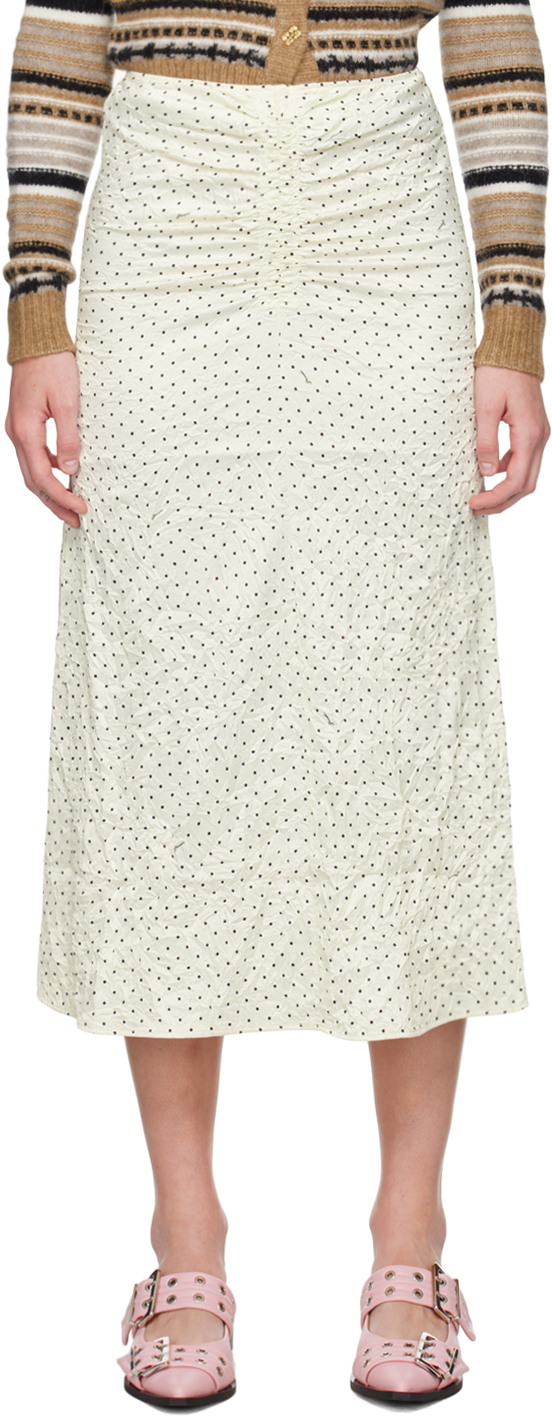 White Polka Dot Midi Skirt