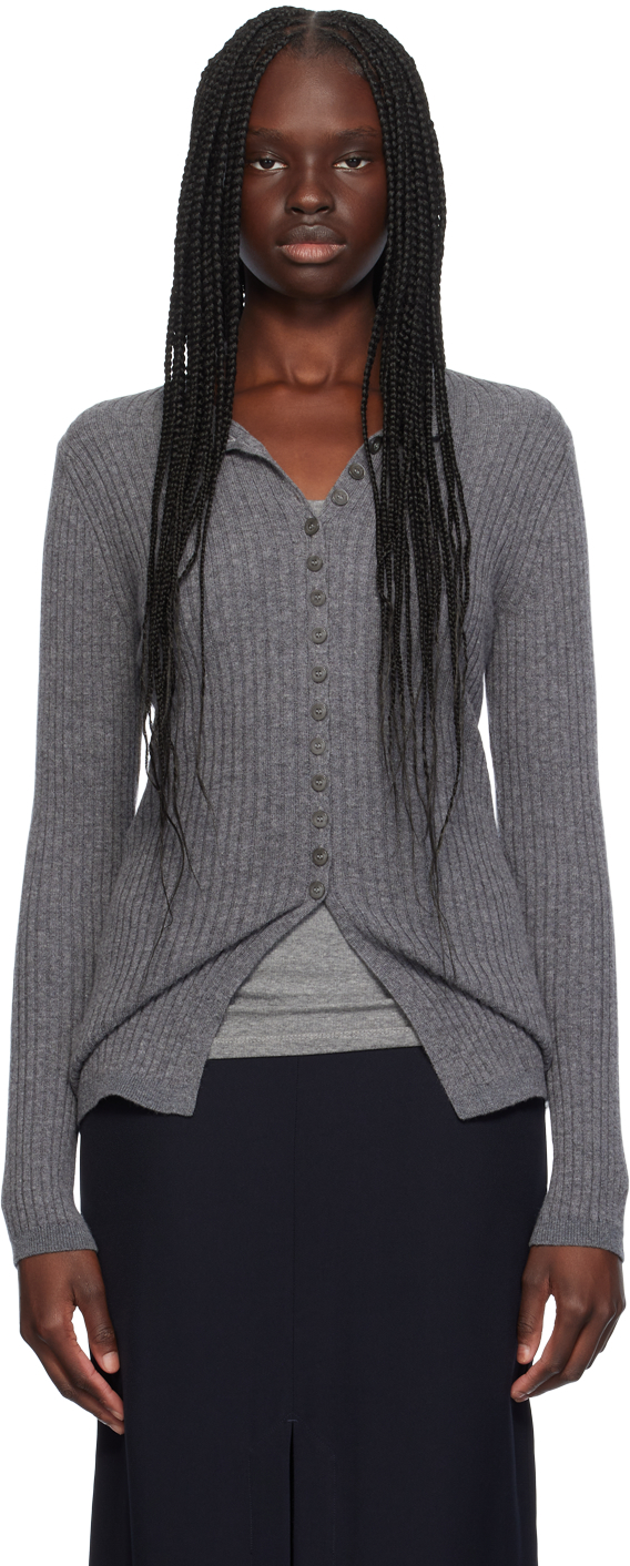 Rohe Gray Elongated Cardigan In 030 Mid Grey Melange