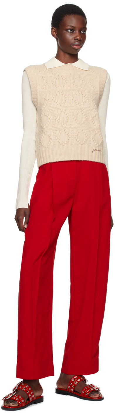 Ganni Jacquard-knit Wool And Cotton-blend Vest In 135 Egret
