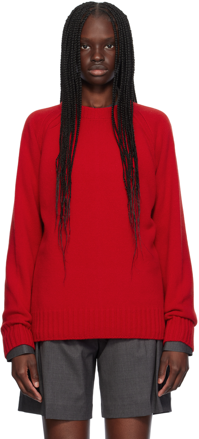 Shop Rohe Red Raglan Sweater In 620 Bright Red