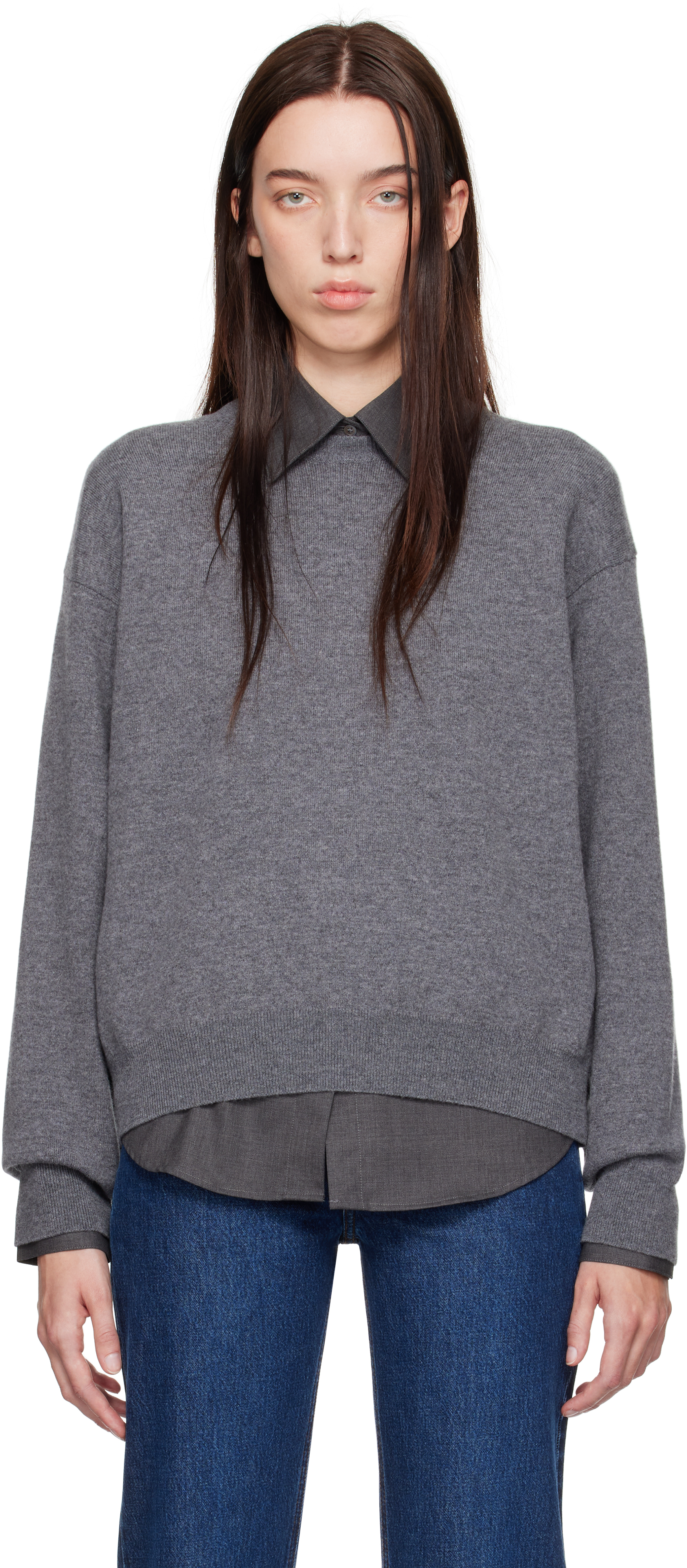 Rohe Gray Open Armhole Sweater In 030 Mid Grey Melange