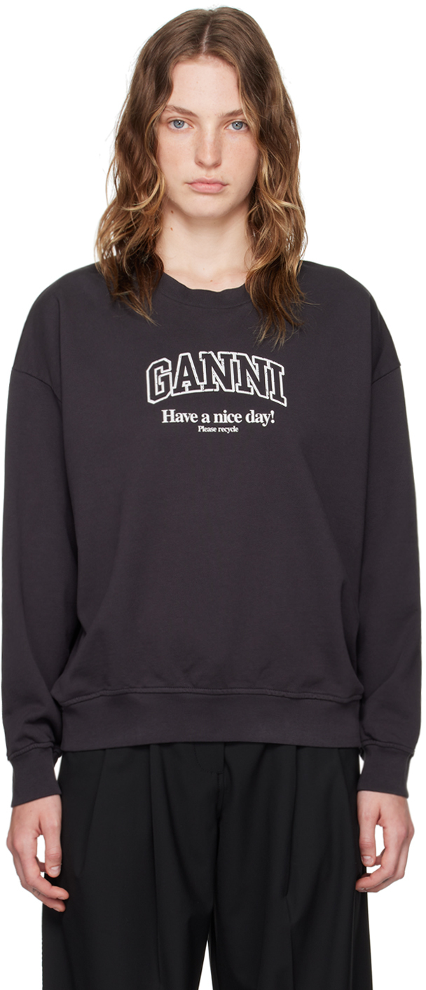 Ganni ブラック ロゴ入り スウェット GANNI ガニー レディース スウェット ISOLI OVERSIZED