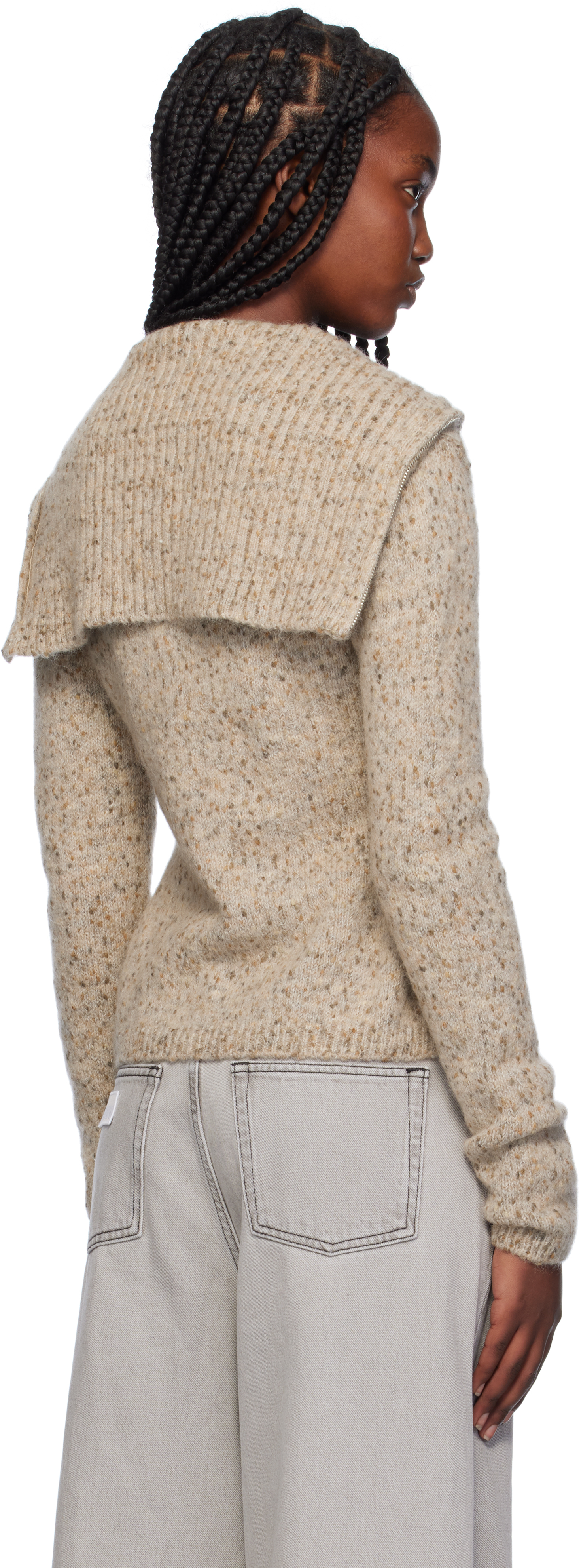 Ganni Alpaca-cotton-blend Zip-up Sweater In 883 Safari